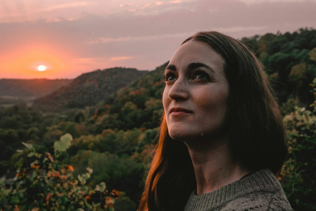 woman outside pensive